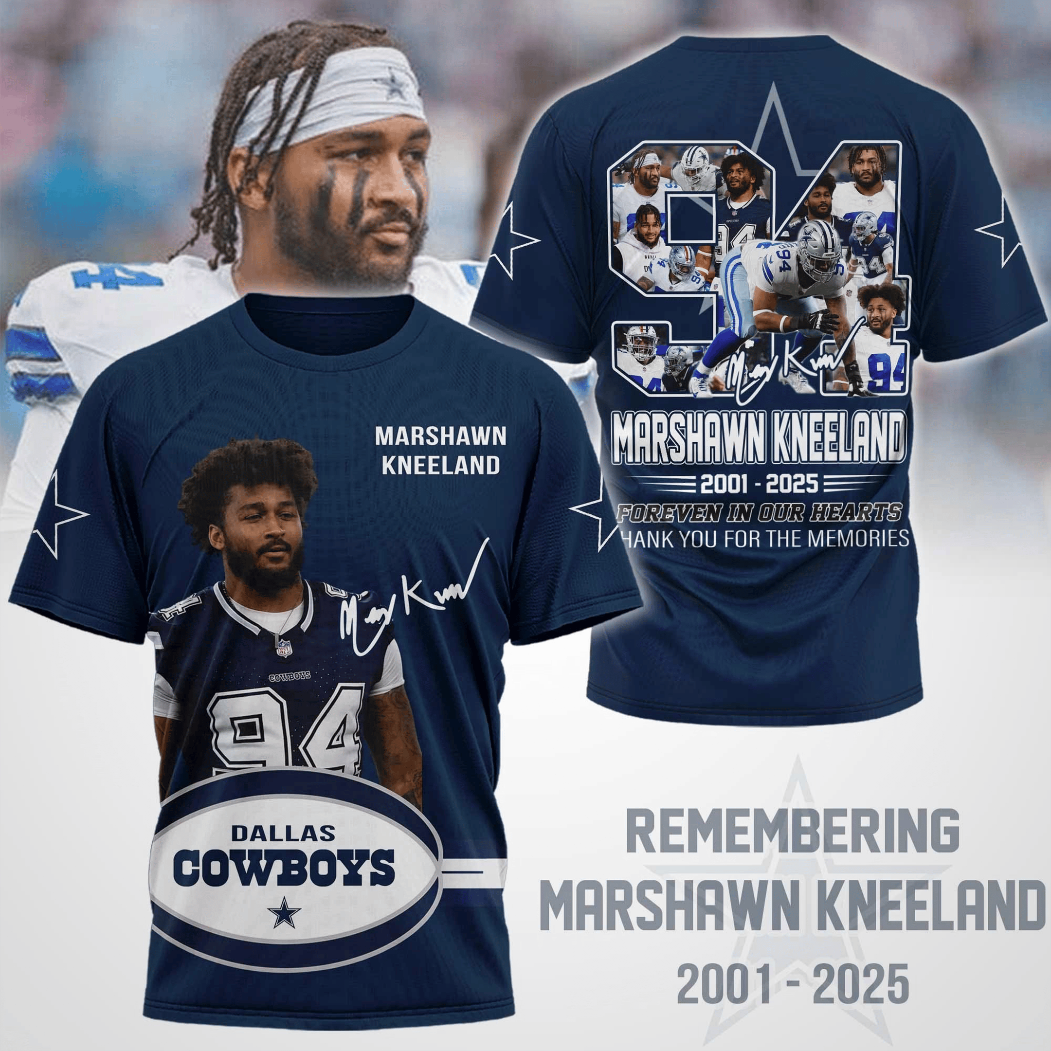 Marshawn Kneeland T-Shirt Dallas Cowboys Memorial Apparel Kneeland Lovers Gifts Idea-1
