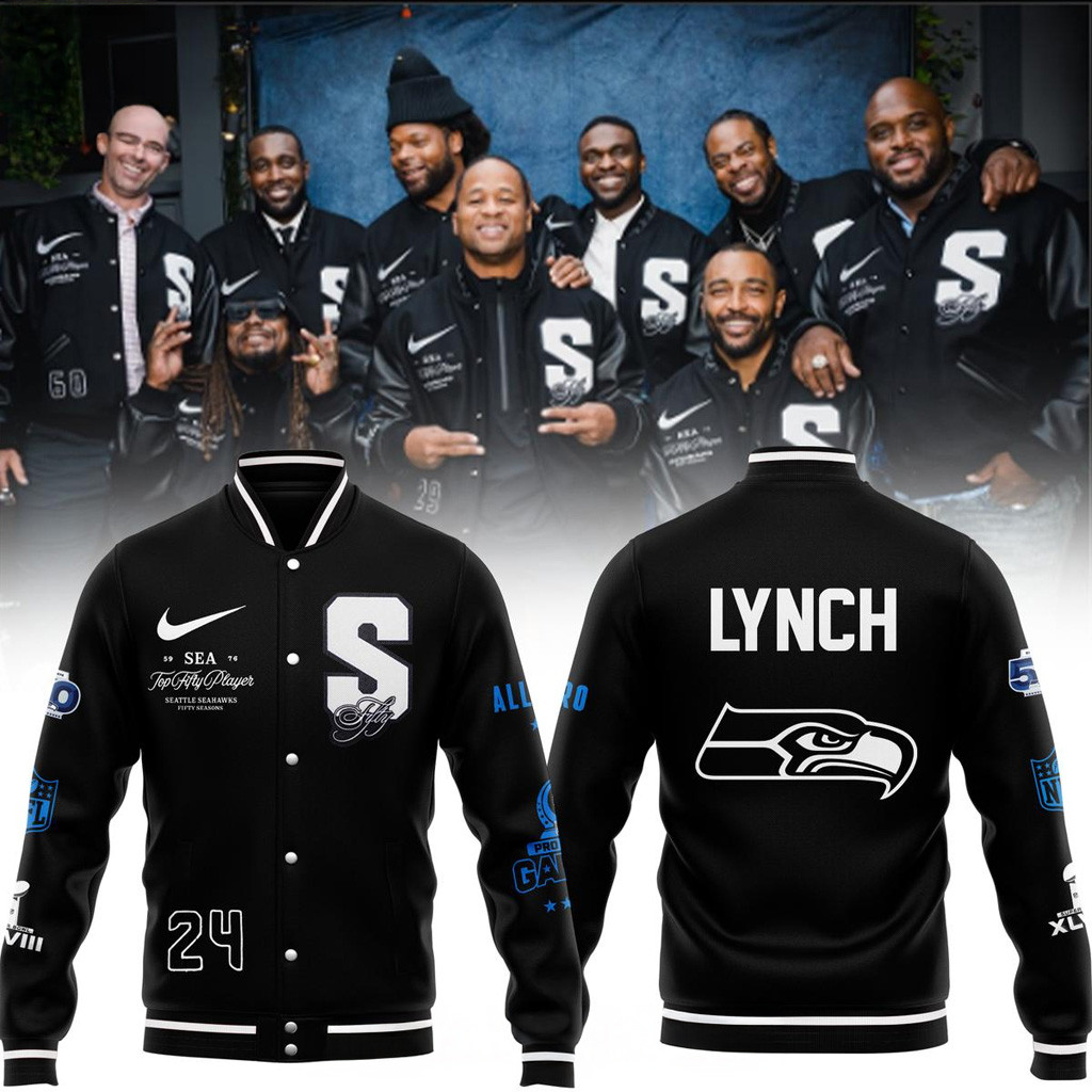 Marshawn Lynch Seattle Seahawks 50 Players Of All Time Jacket Seahawks Merch Gifts For Xmas-1