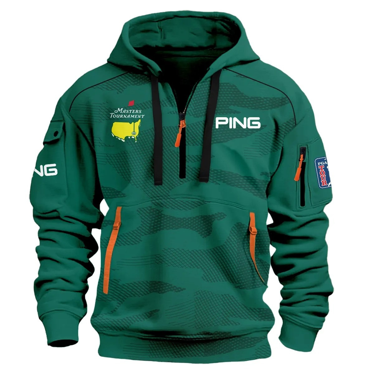 Masters Tournament Golf Quarter Zip Hoodie Camo Green Best Gifts For Golf Lovers-1