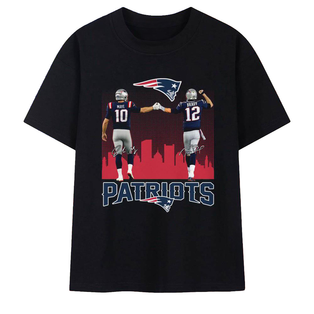Maye And Brady Patriots Graphic Signature 2025 T-Shirt Patriots Merch Football Fan Gift Ideas-1