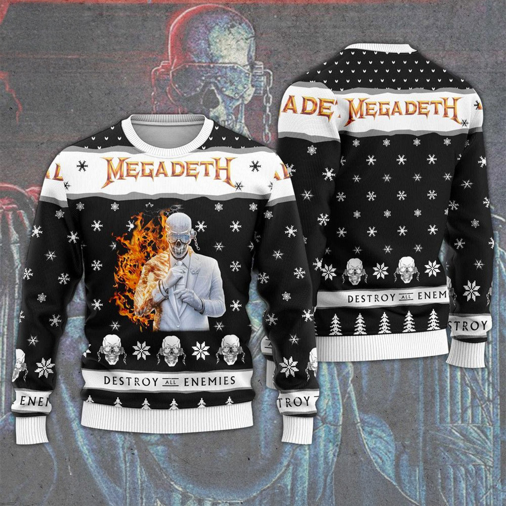 Megadeth Destroy All Enemies Christmas Sweater Megadeth Merch Christmas Gifts For Brother-1