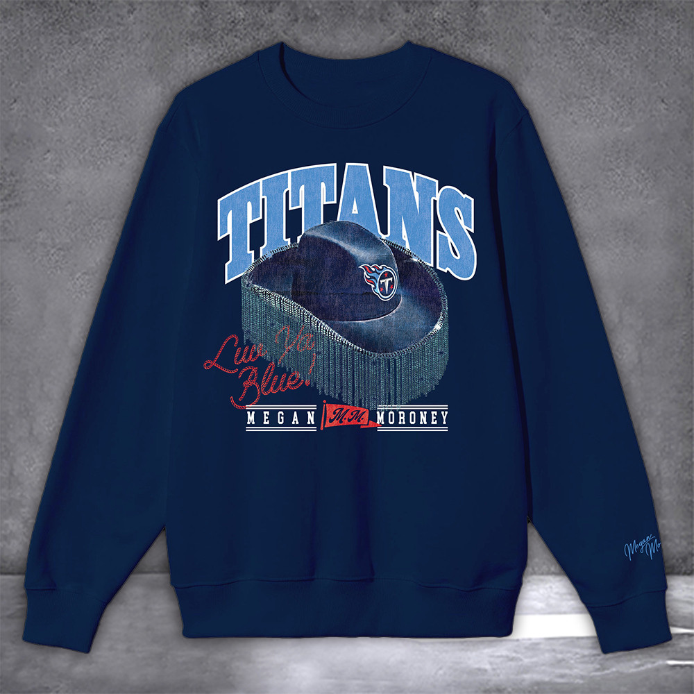 Megan Moroney Merch Sweatshirt Megan Moroney x Tennessee Titans Cowgirl Hat Crewneck-1