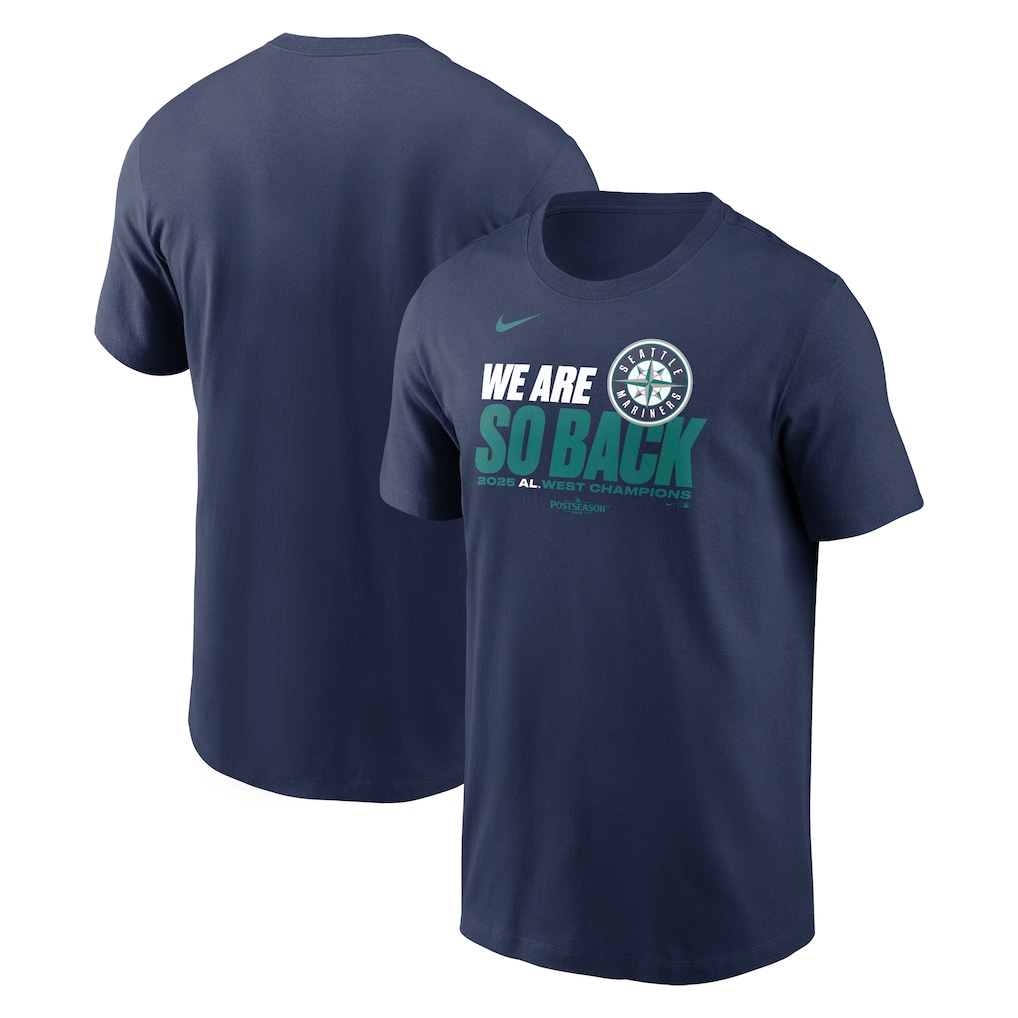 Mens Seattle Mariners Nike Navy 2025 AL West Division Champions TShirt-1