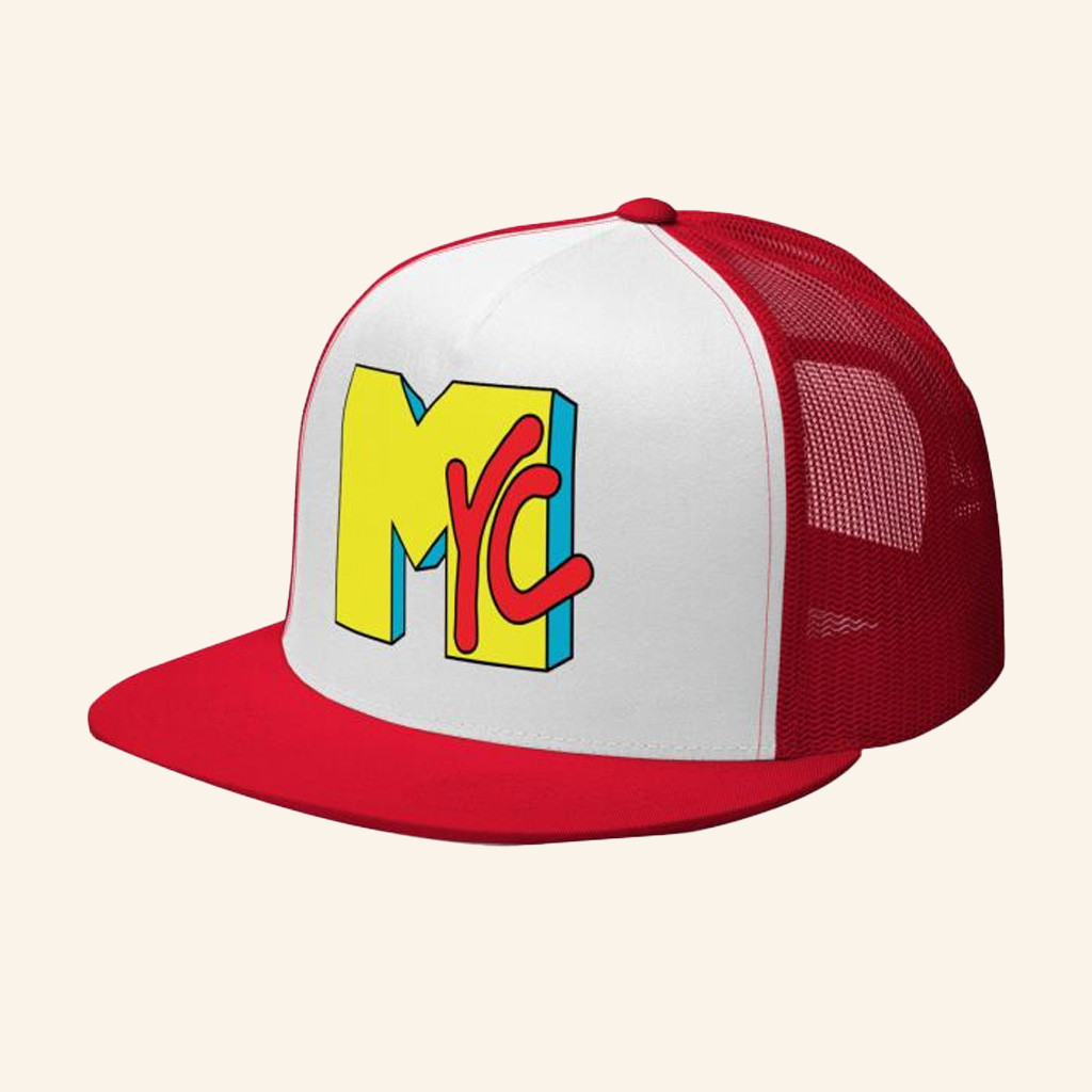 Merch Perch Merch Nyc 80S Printed Flat Bill Trucker Hat Snapback Gift Ideas For Boyfriend-1 Merch Perch Merch Nyc 80S Printed Flat Bill Trucker Hat Snapback Gift Ideas For Boyfriend-1