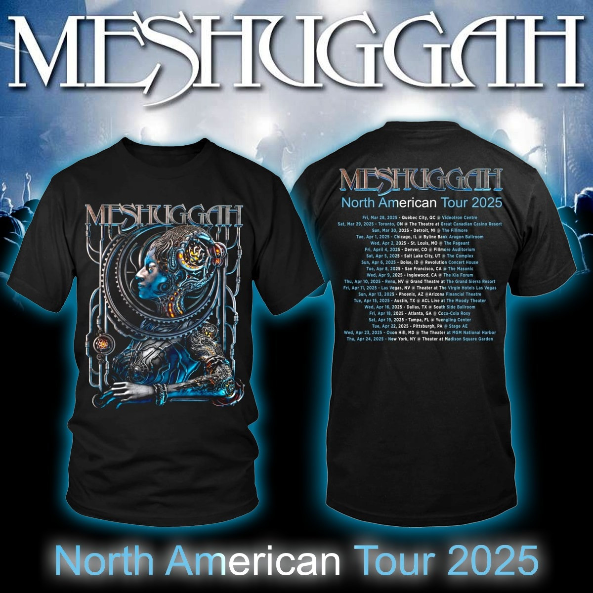 Meshuggah 2025 North American Tour Merch T-Shirt Cannibal Corpse & Carcass Gifts For Fans-1 Meshuggah 2025 North American Tour Merch T-Shirt Cannibal Corpse & Carcass Gifts For Fans-1
