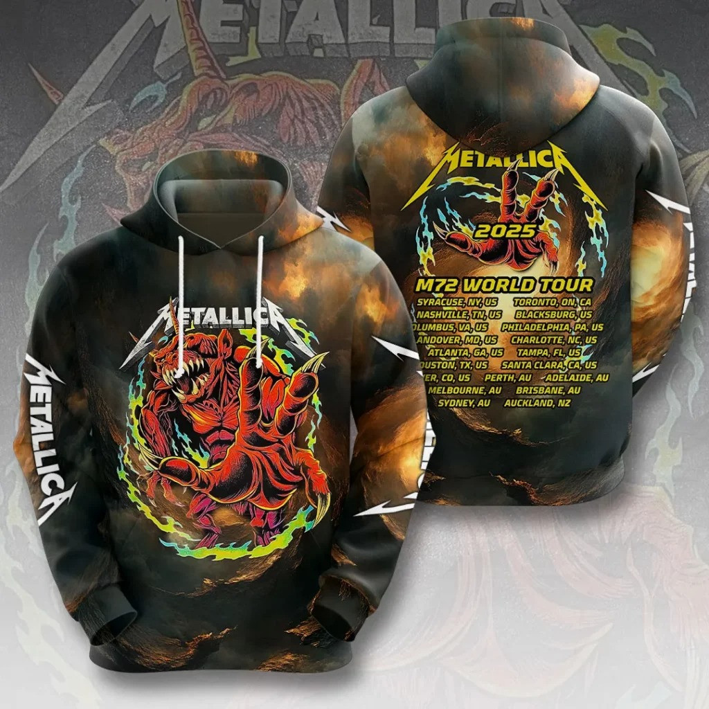 Metallica M72 World Tour 2025 Merch Hoodie Men's Cool Gifts For Metallica Fans-1
