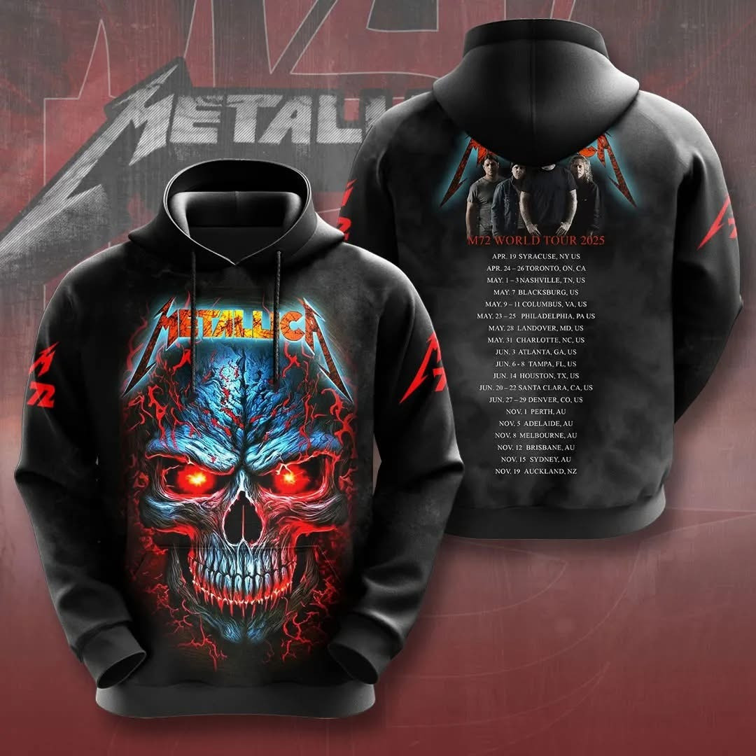 Metallica M72 World Tour 2025 Merch Hoodie Metallica Fan Gift Ideas For Dad-1