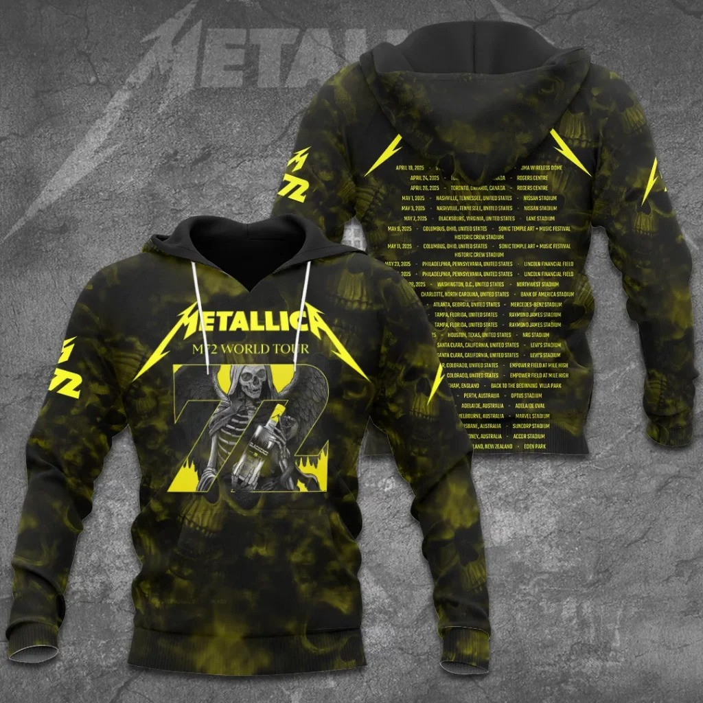 Metallica M72 World Tour 2025 Merch Hoodie Music Lover Metallica Band Gifts For Fans-1