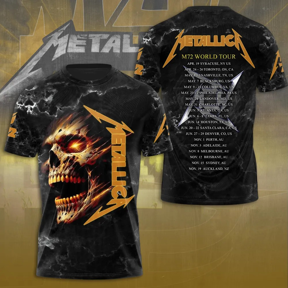 Metallica M72 World Tour 2025 Merch T-Shirt Cool Gifts For Metallica Fans Lovers-1