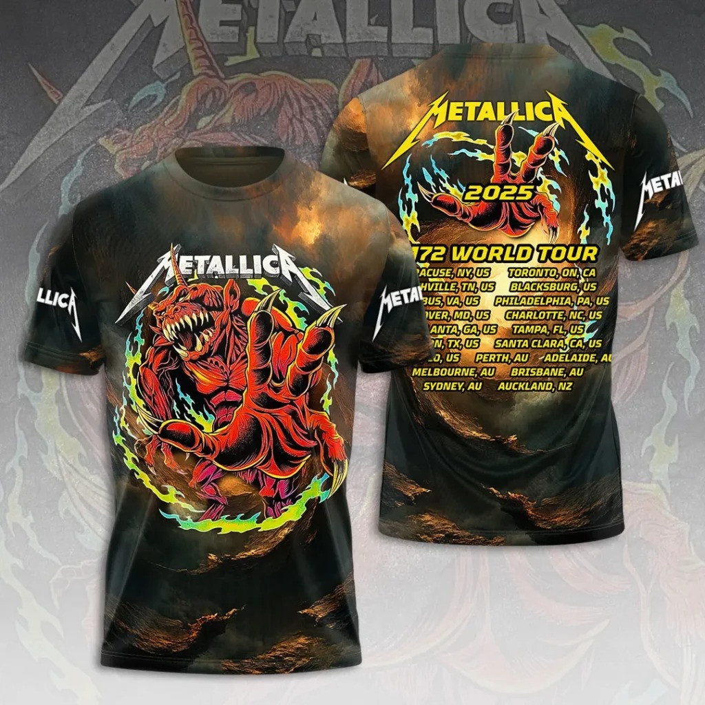 Metallica M72 World Tour 2025 Merch T-Shirt Men's Best Gifts For Metallica Fans-1