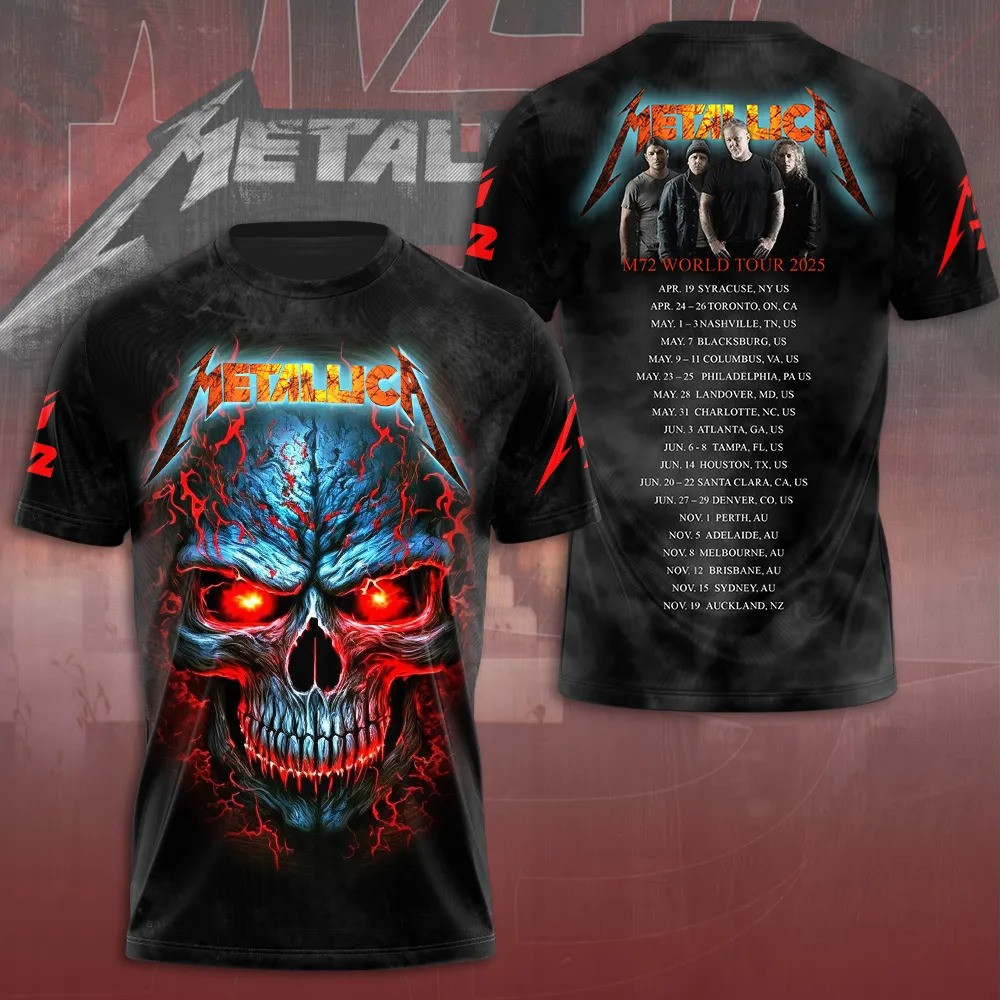 Metallica M72 World Tour 2025 Shirt Merchandise Skull Metallica Gifts For Fans For Him-1