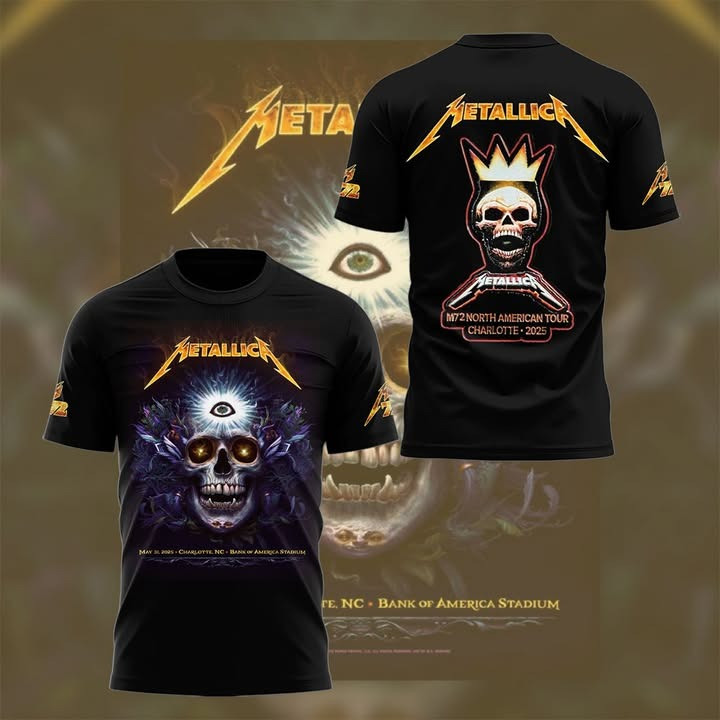 Metallica Skull M72 Tour Merch Charlotte Shirt 2025 Bank Of America Stadium Fan Clothing-1