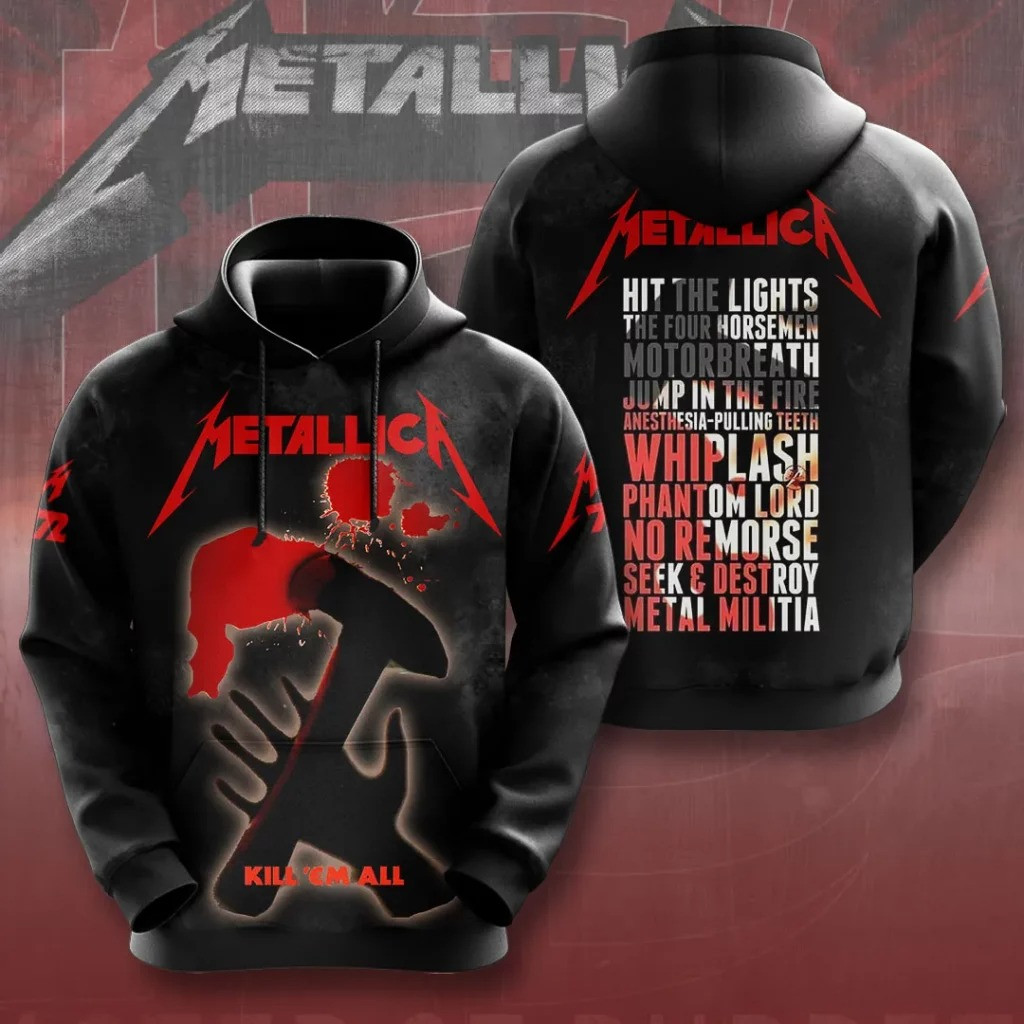 Metallica Tour Merch Hoodie Kill Em' All Metallica Band Apparel Unique Gifts For Fans-1