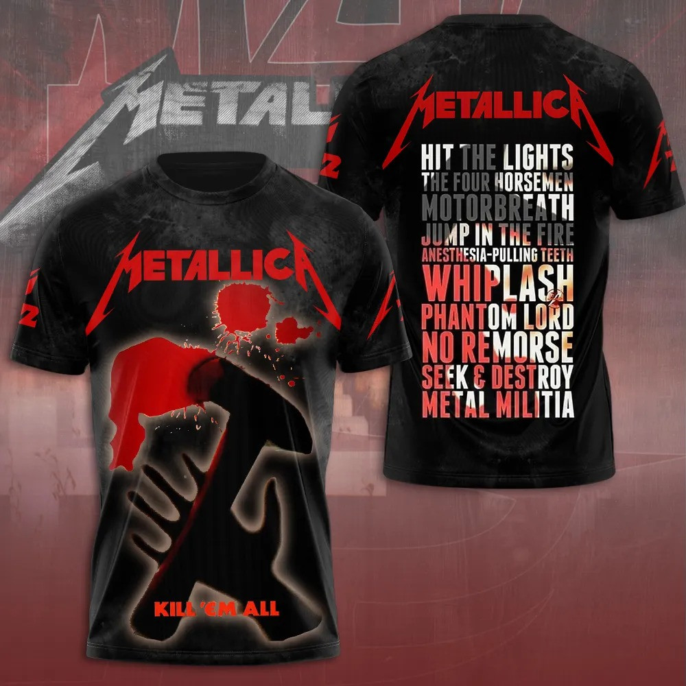 Metallica Tour Merch T-Shirt Kill Em' All Metallica Band Clothing Unique Fan Gift Ideas-1
