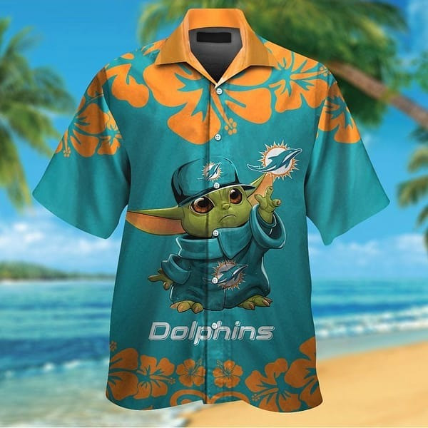 Miami Dolphins Baby Yoda Hawaiian Shirt Merch Aloha Shirt Dolphins Football Gifts For Him-1