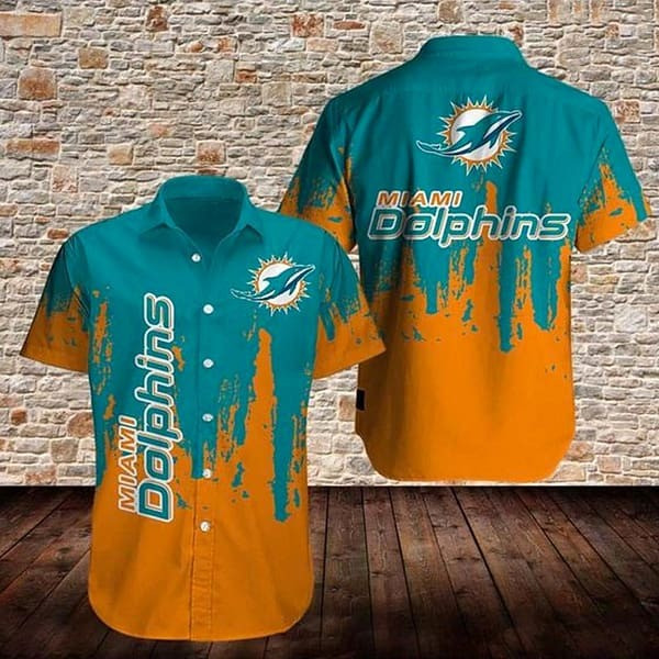 Miami Dolphins Hawaiian Shirt Aloha Button Up Shirt Cool Dolphins Football Gifts Game Day-1