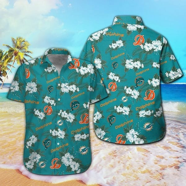 Miami Dolphins Hawaiian Shirt Button Up Aloha Shirt Fan Merch Cool Miami Dolphins Gifts-1