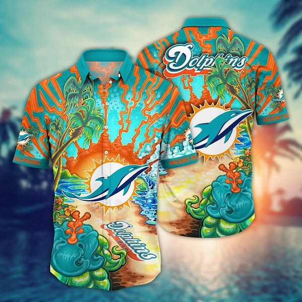 Miami Dolphins Hawaiian Shirt Colorful Aloha Shirt Fan Merch NFL Miami Dolphins Gift Ideas-1