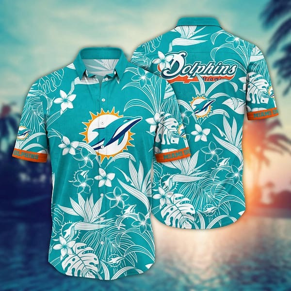 Miami Dolphins Hawaiian Shirt Tropical Aloha Shirt Best Dolphins Football Gifts Merch-1