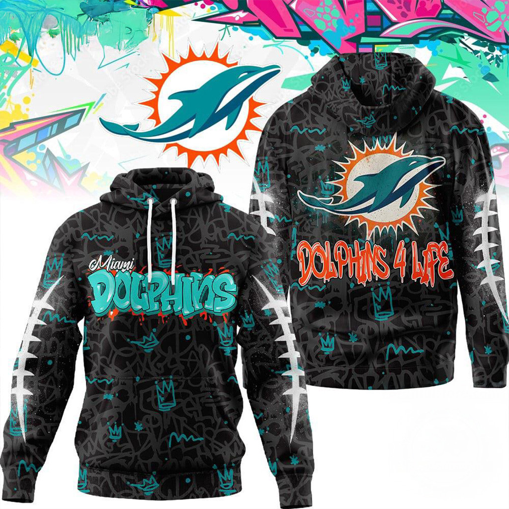 Miami Dolphins NFL Special Graffiti My Team 4 Life Hoodie Dolphins Merch Christmas Gifts For Dad-1