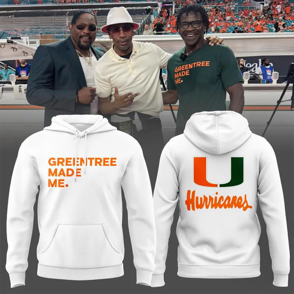 Miami Hurricanes Football Greentree Made Me Black White Hoodie Fan Merch Gift For Dad-1