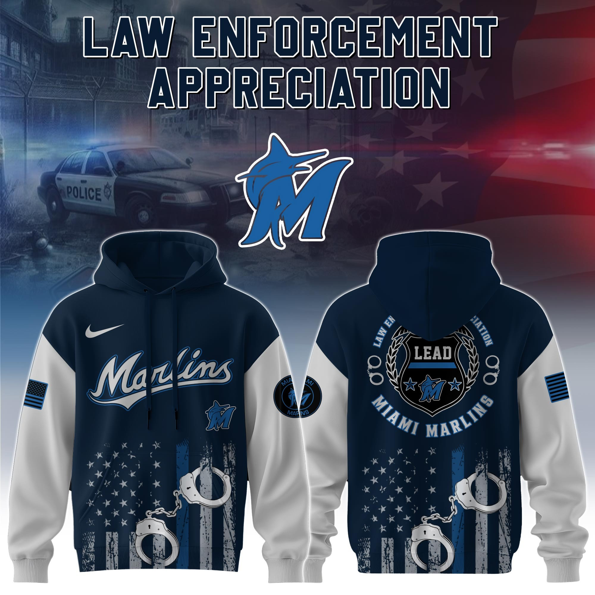Miami Marlins MLB Law Enforcement Appreciation Day Hoodie Thin Blue Line Fan Merch Gifts-1 Miami Marlins MLB Law Enforcement Appreciation Day Hoodie Thin Blue Line Fan Merch Gifts-1