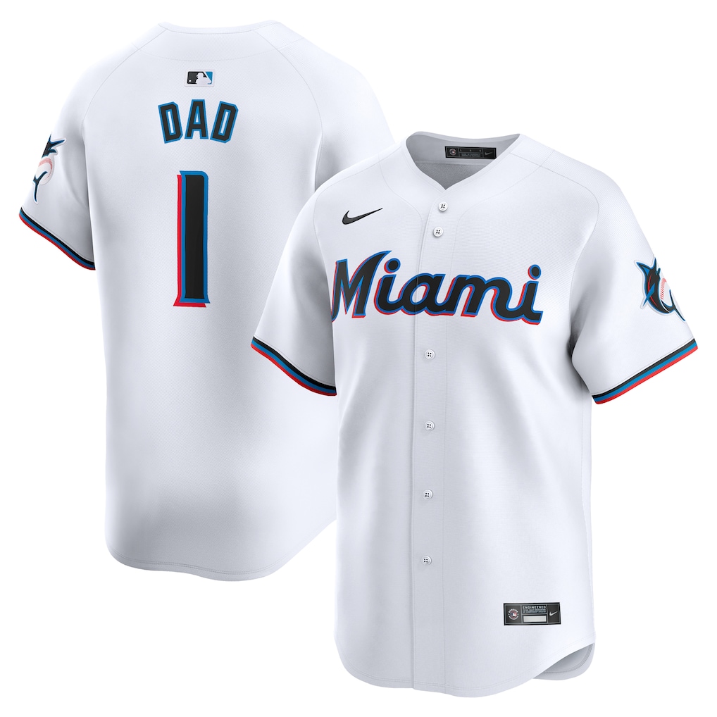 Miami Marlins Nike #1 Dad Home Limited Jersey - White-1