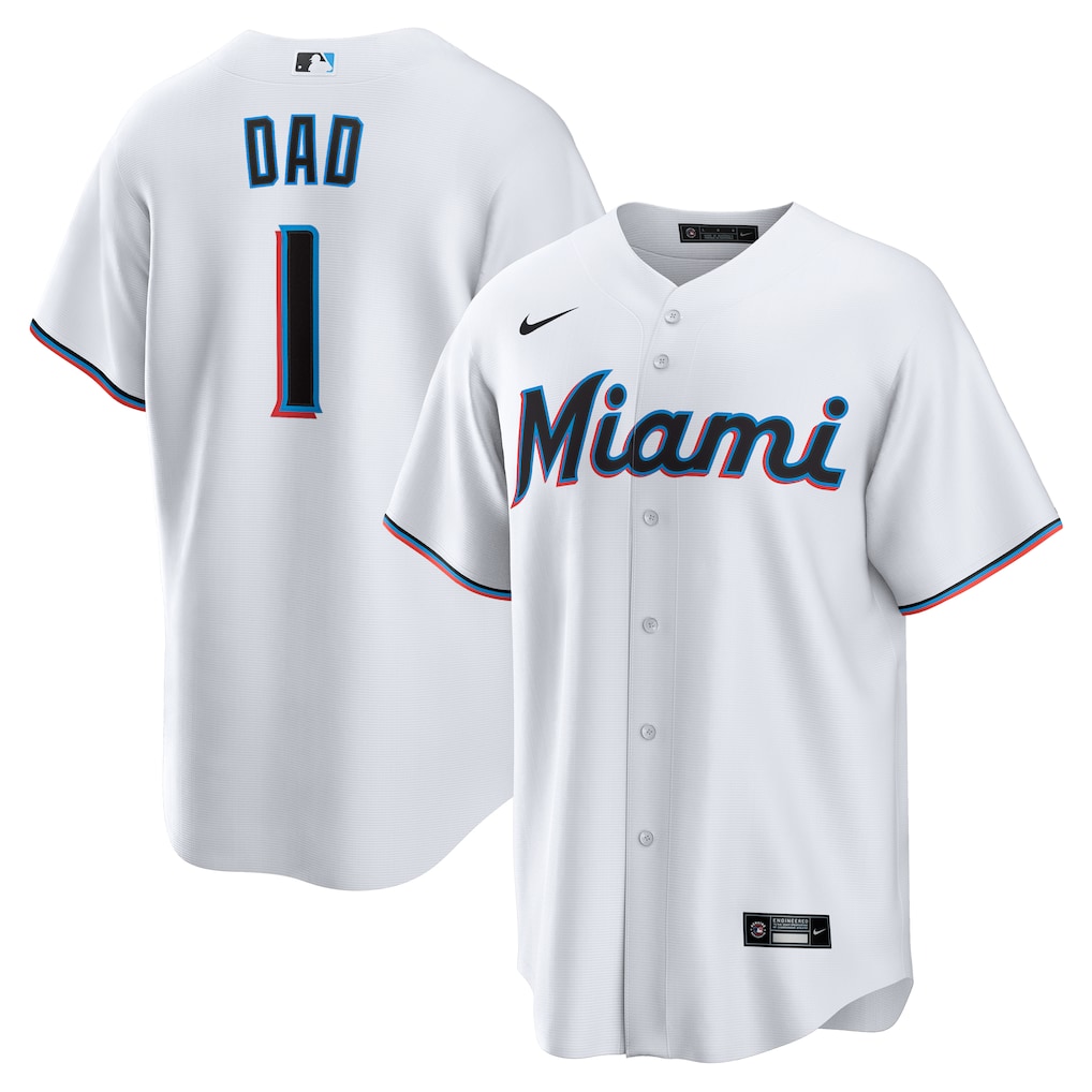 Miami Marlins Nike #1 Dad Home Replica Jersey - White-1