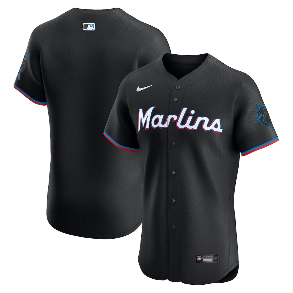 Miami Marlins Nike Alternate Vapor Premier Elite Patch Jersey - Black-1