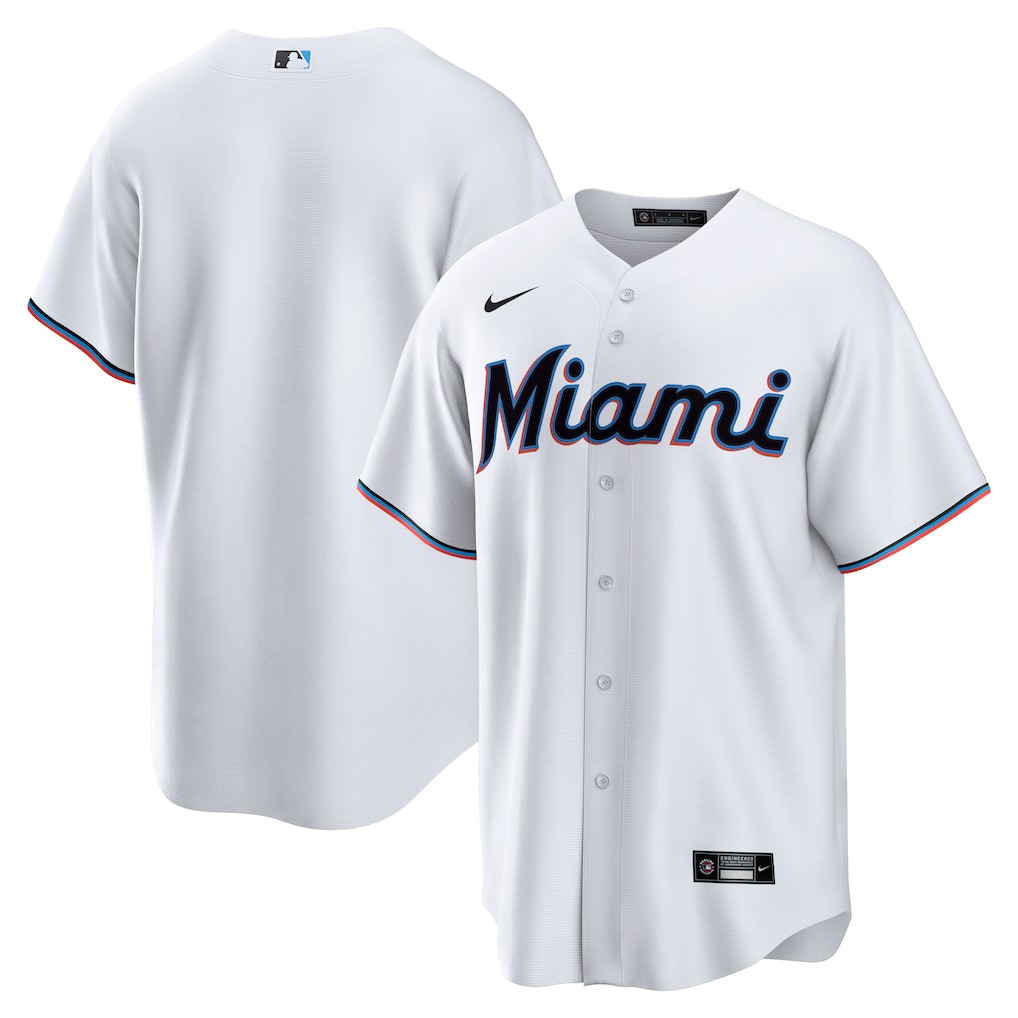Miami Marlins Nike Home Blank Replica Jersey - White-1