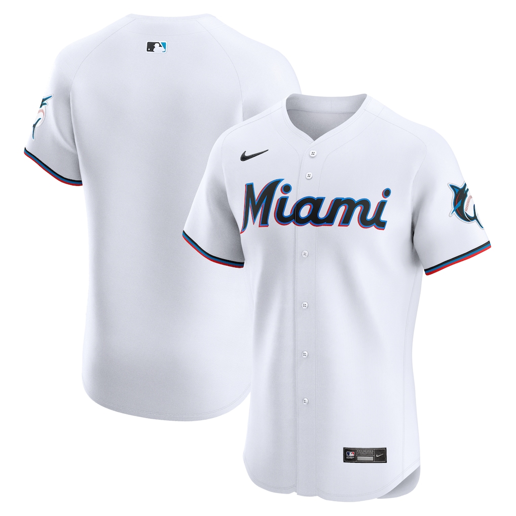 Miami Marlins Nike Home Elite Jersey - White-1