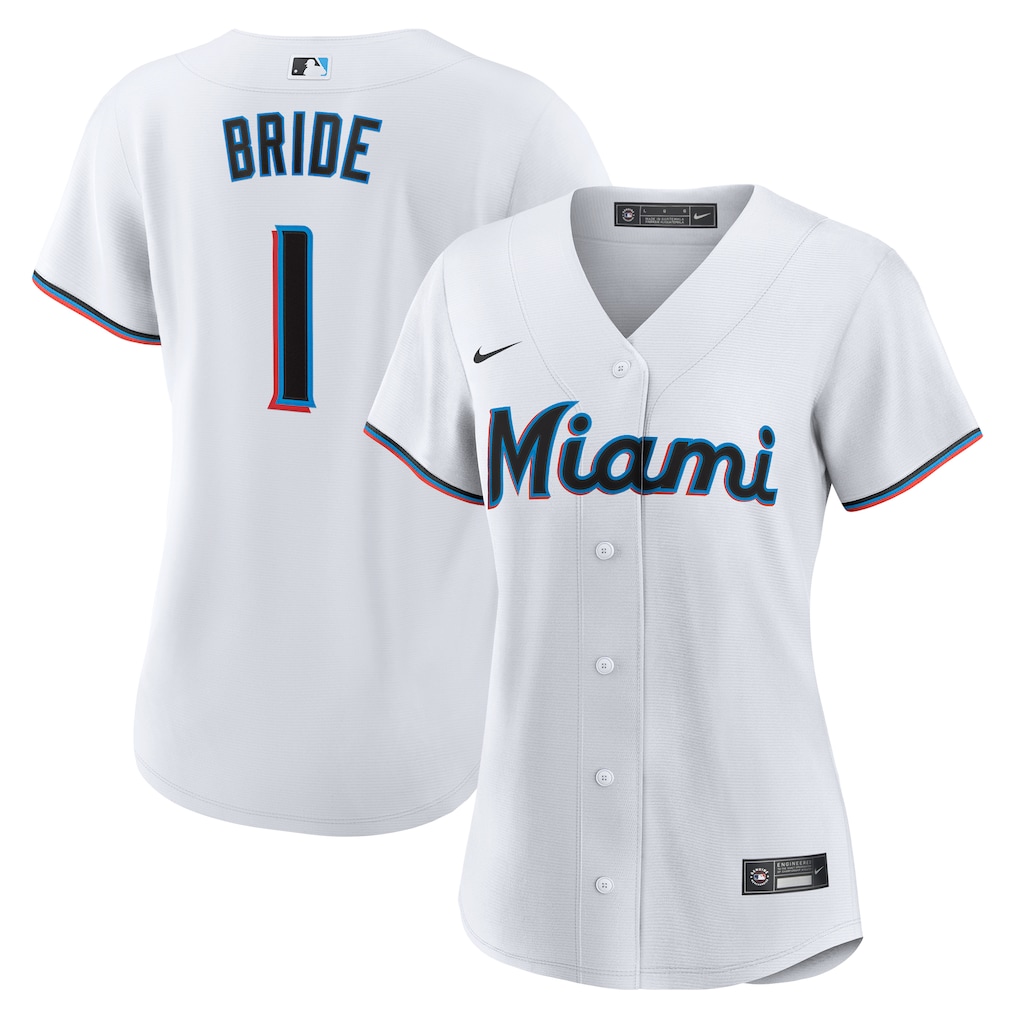 Miami Marlins Nike Women's #1 Bride Home Replica Jersey - White-1