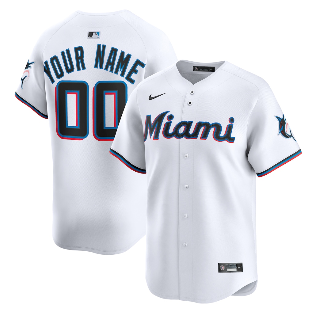 Miami Marlins Nike Youth Home Custom Limited Jersey - White-1
