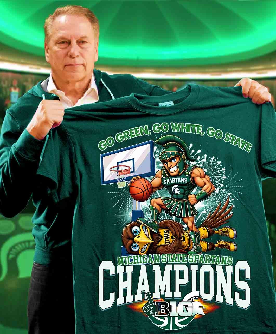 Michigan State Spartans Champions Shirt Go Green Go White Go State Slogan Gifts For Fans-1