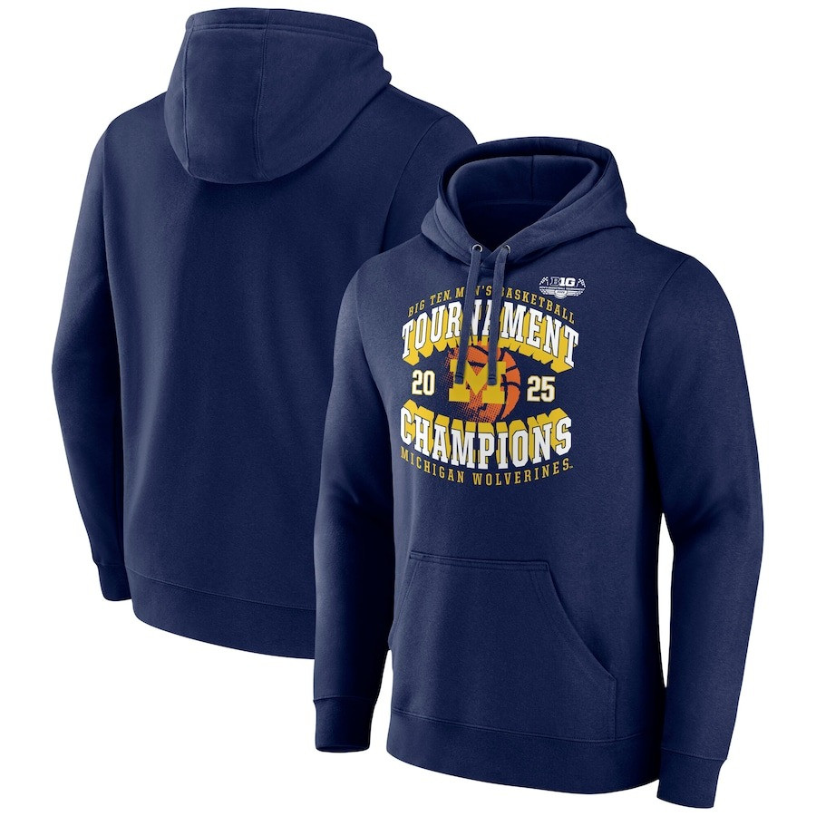 Michigan Wolverines Big Ten Champions 2025 Hoodie Men's Basketball Championship Fan Merch-1