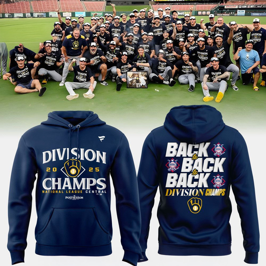 Milwaukee Brewers Back To Back To Back Division Champs Hoodie Fan Merch Gifts For Him-1