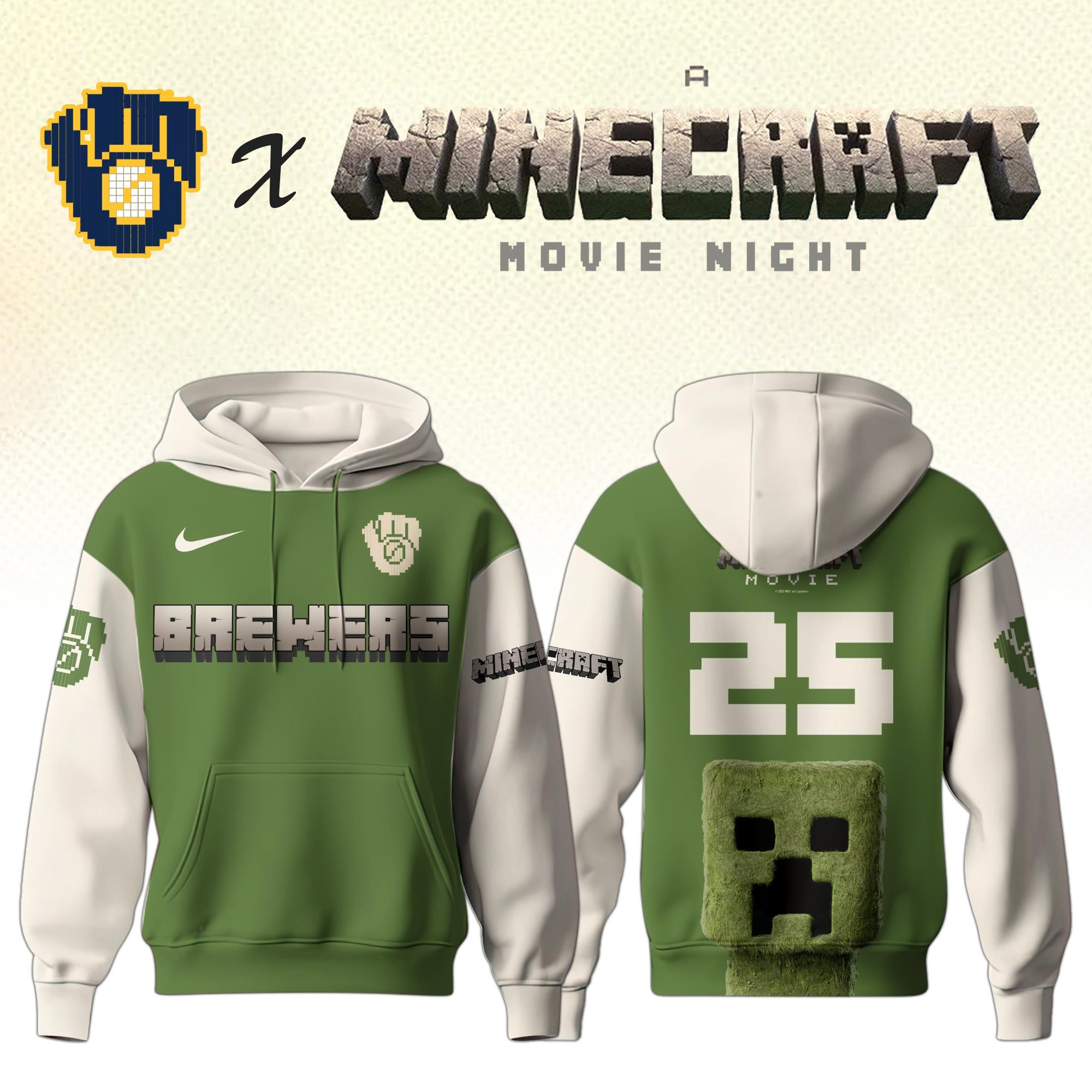 Milwaukee Brewers MLB x A MINECRAFT MOVIE Night Hoodie Unique Gifts Baseball Fans-1