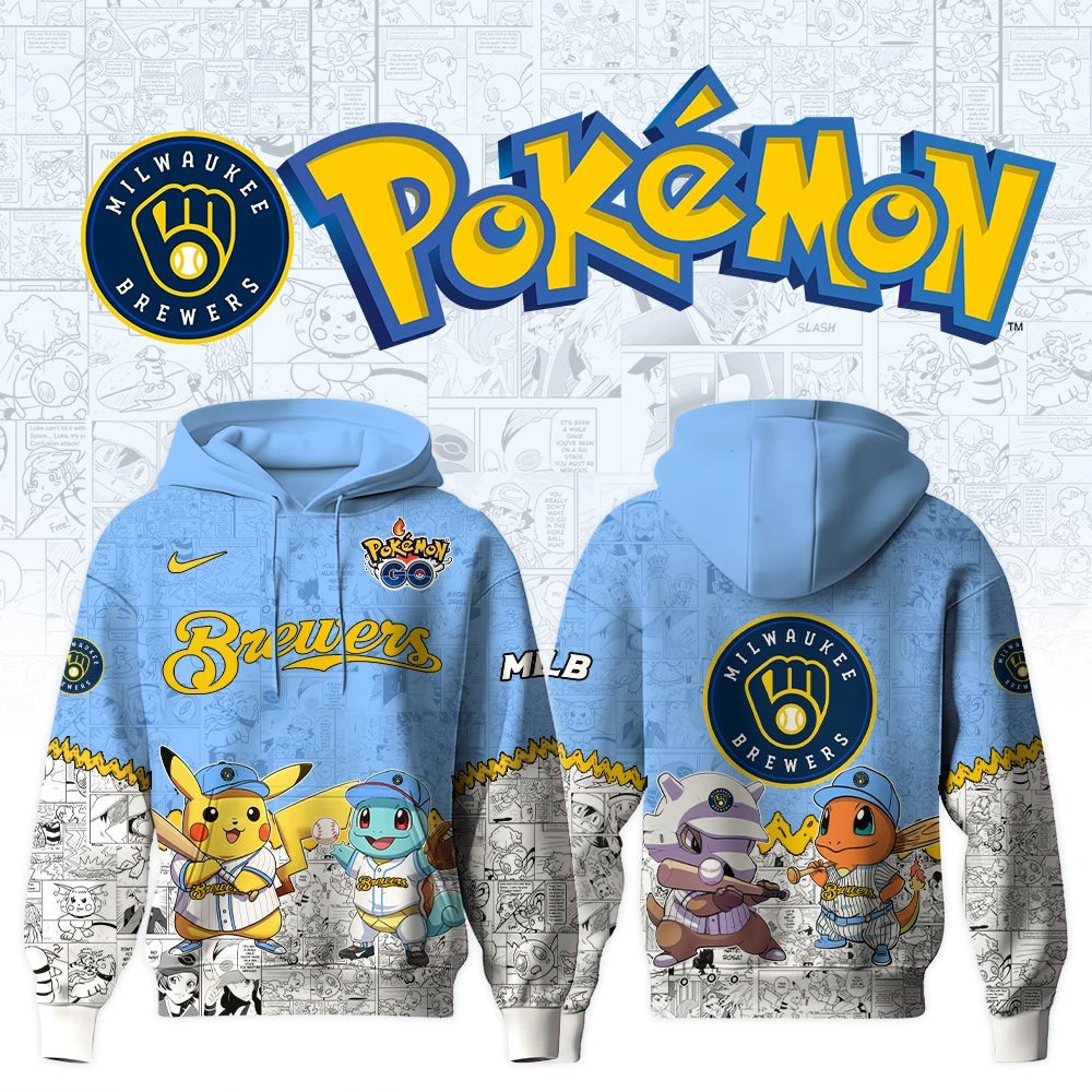 Milwaukee Brewers X Pokemon Go Hoodie MLB Merch Gifts For Baseball Fans For Him Her-1 Milwaukee Brewers X Pokemon Go Hoodie MLB Merch Gifts For Baseball Fans For Him Her-1