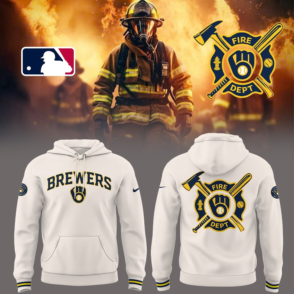 Milwaukee Brewers x Firefighter Appreciation Night Hoodie Merch Gifts For Baseball Fans-1