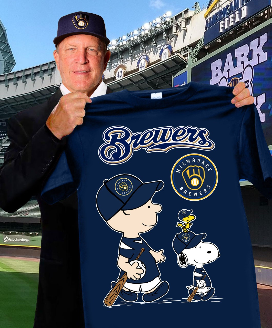 Milwaukee Brewers x Peanuts Snoopy Charlie Brown T-Shirt Cute Gifts For Baseball Fans-1
