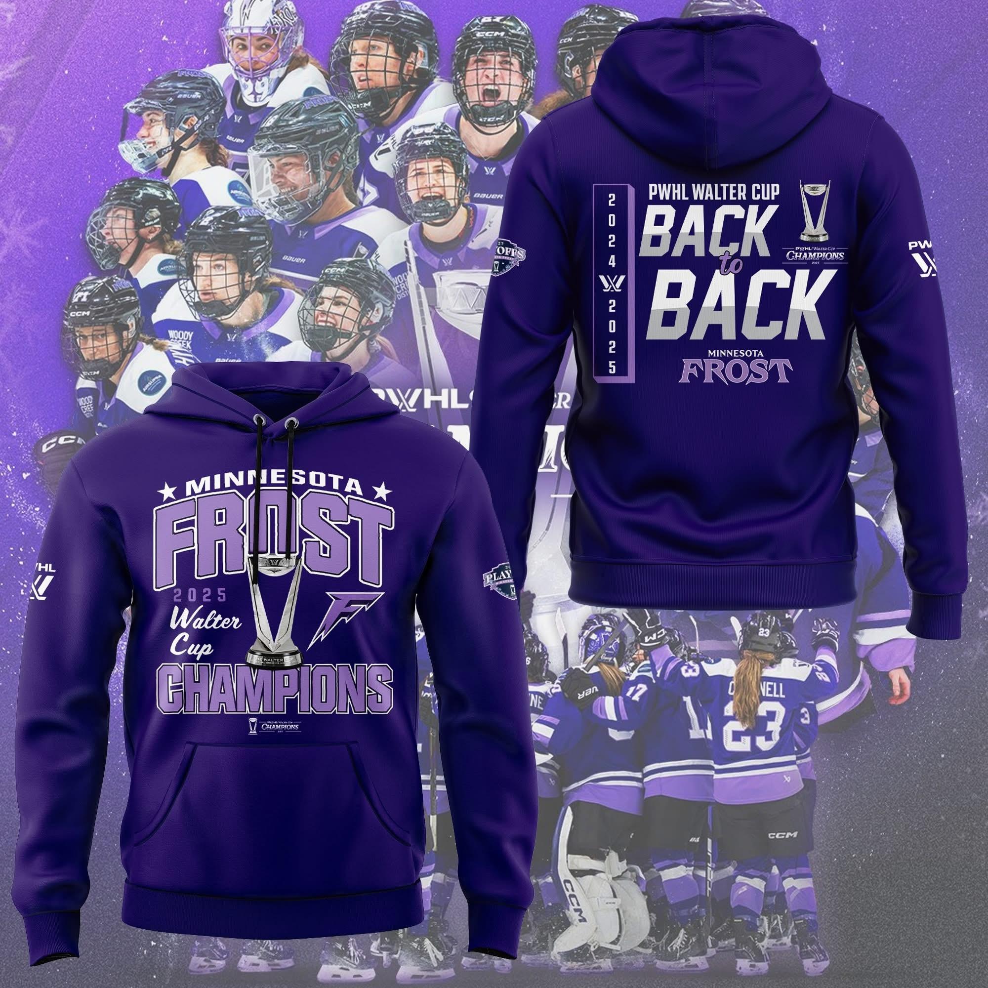 Minnesota Frost 2025 PWHL Walter Cup Champions Hoodie Hockey Fan Merch Gear Best Gifts-1