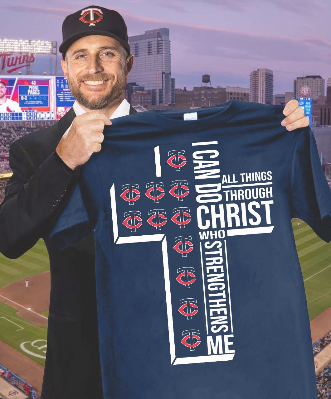 Minnesota Twins Faith T-Shirt I Can Do All Things Through Christ Who Strengthens Me Gifts-1