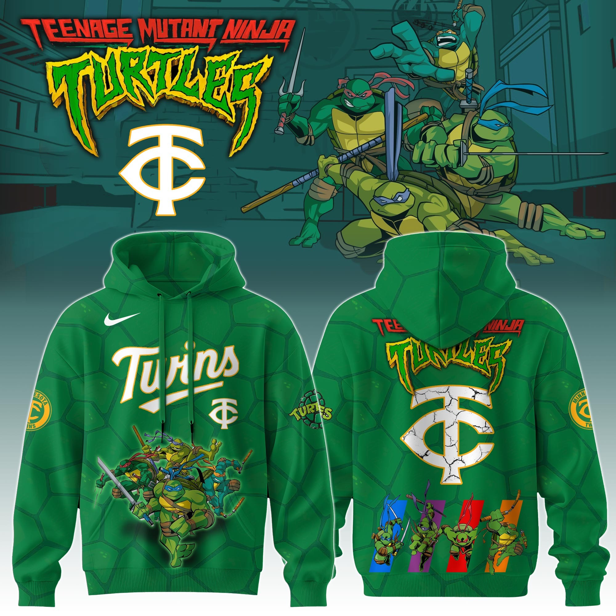 Minnesota Twins MLB X Ninja Turtles Hoodie Baseball Ninja Turtles Lovers Gifts For Fans-1