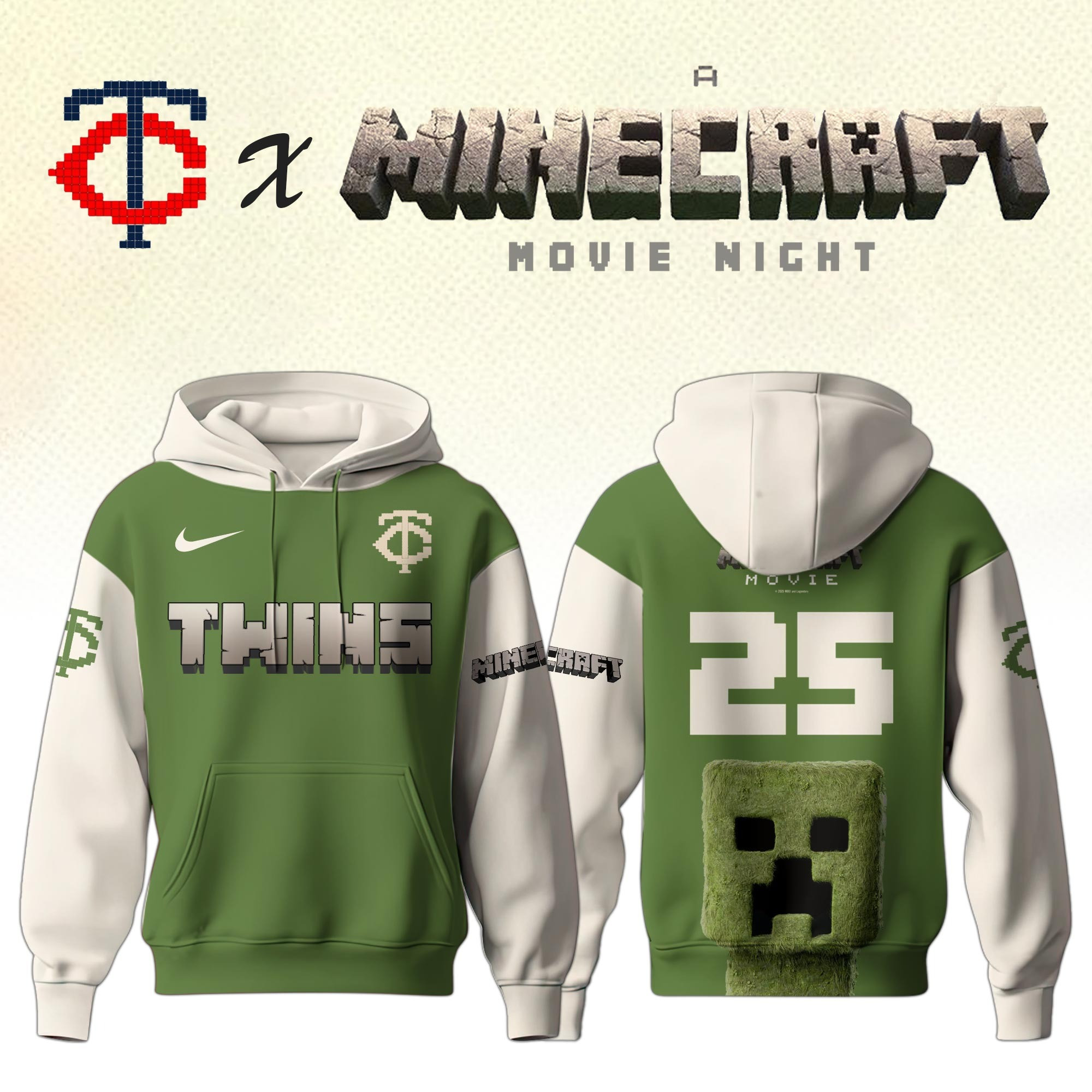 Minnesota Twins MLB x A MINECRAFT MOVIE Night Hoodie Unique Gifts Baseball Fans-1