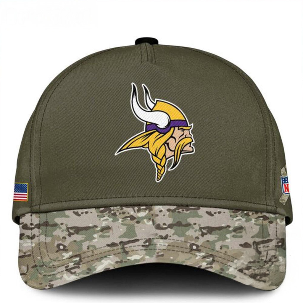 Minnesota Vikings 2025 NFL Veteran Birthday Camo Hat Vikings Merch Christmas Gifts For Veterans-1
