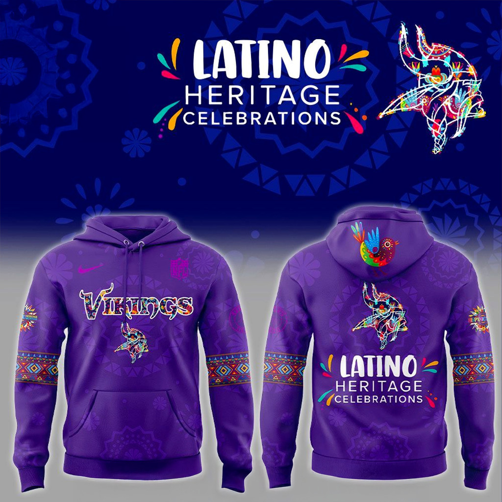 Minnesota Vikings Latino Heritage Celebrations 2025 Hoodie Minnesota Vikings Merch-1 Minnesota Vikings Latino Heritage Celebrations 2025 Hoodie Minnesota Vikings Merch-1