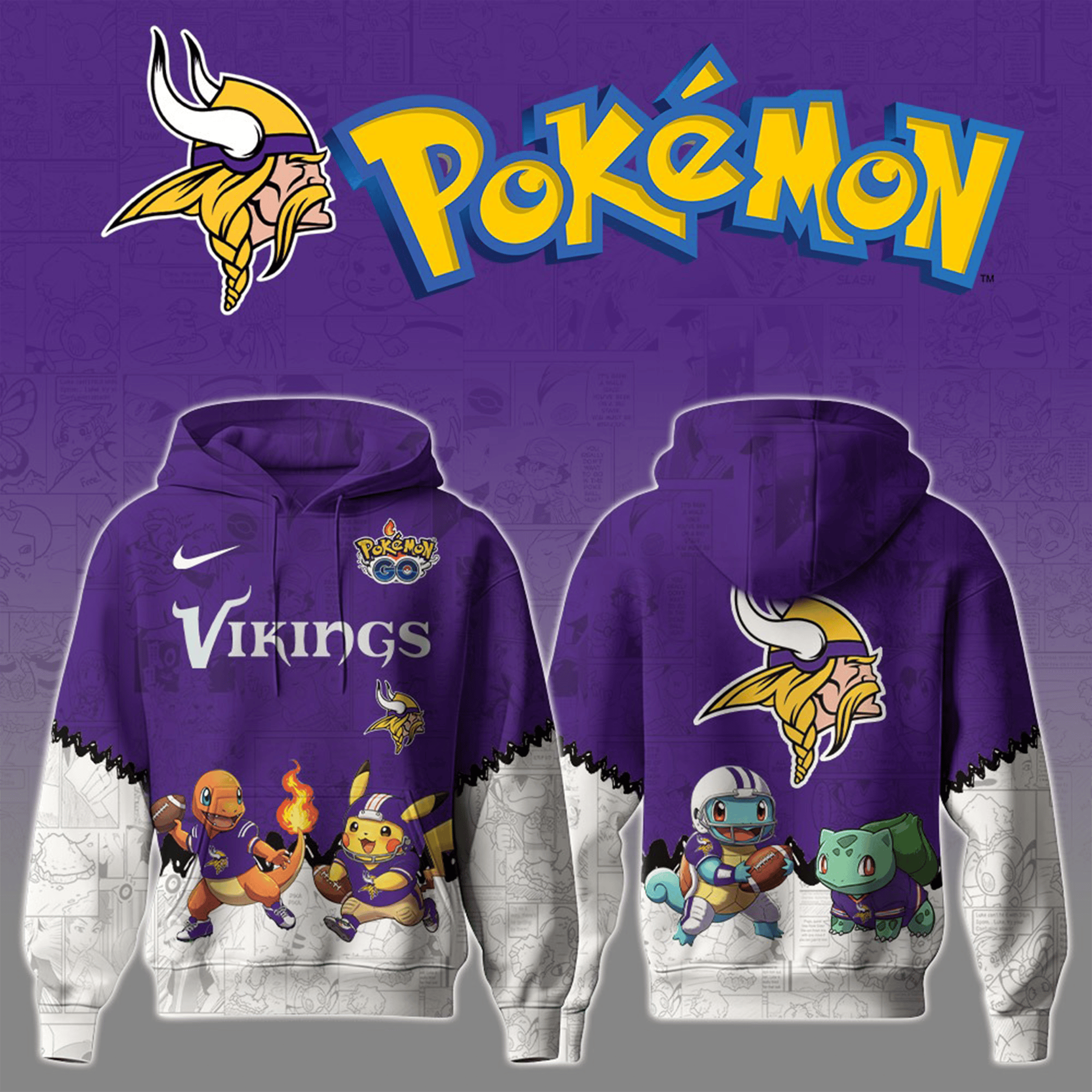 Minnesota Vikings X Pokemon Hoodie Special Pokemon Limited Edition Hoodie Vikings Gifts-1