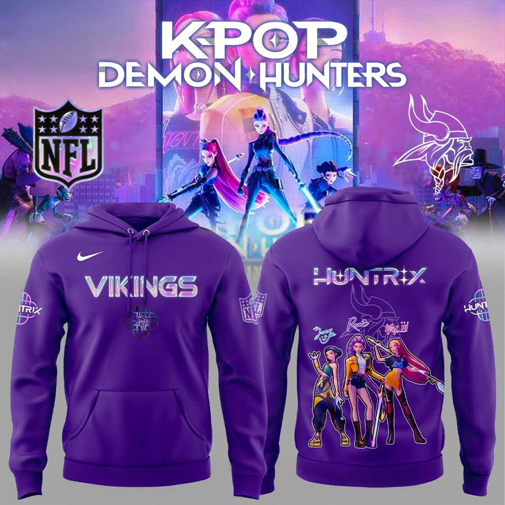 Minnesota Vikings x K-pop Demon Hunters Hoodie Minnesota Vikings Merch Gift For Her-1 Minnesota Vikings x K-pop Demon Hunters Hoodie Minnesota Vikings Merch Gift For Her-1