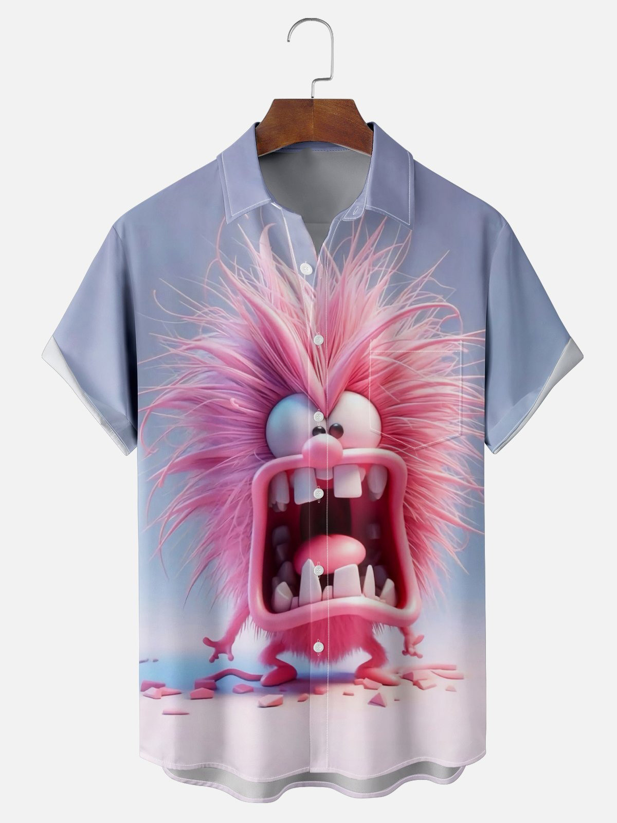 Moisture Wicking Abstract Fun Bug Chest Pocket Hawaiian Shirt-1