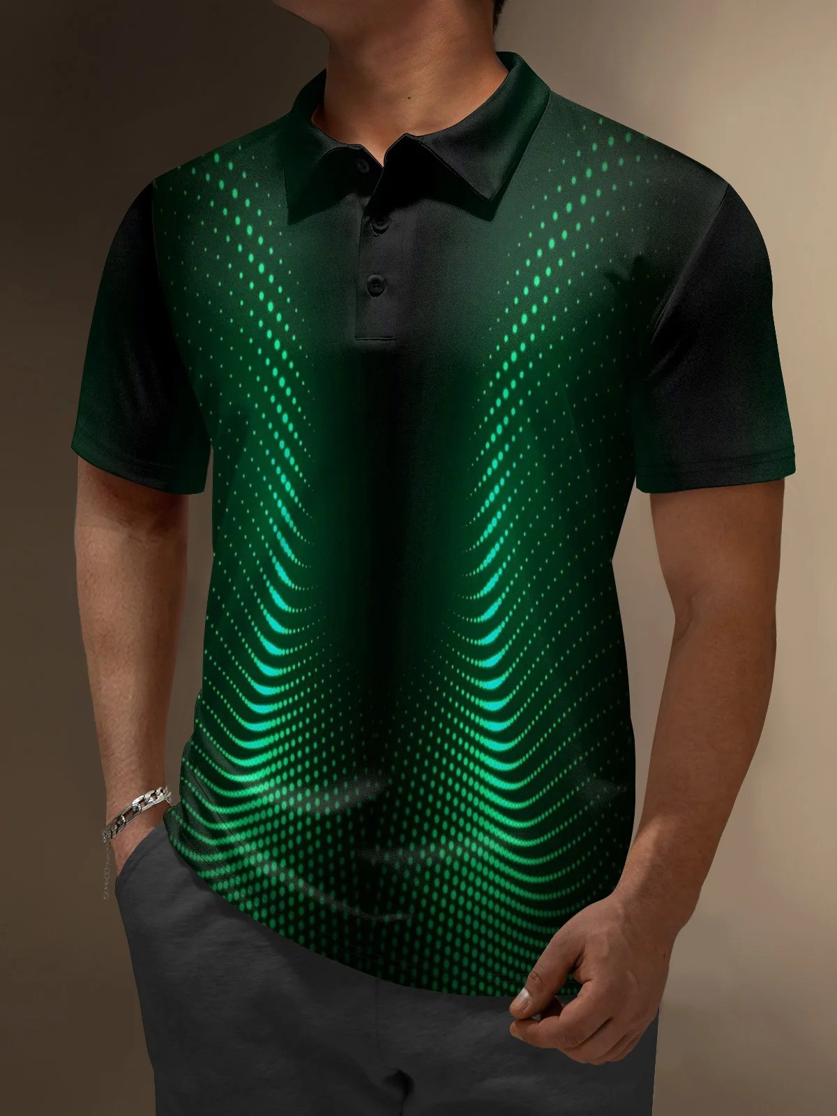 Moisture Wicking Artistic Geometric Dots Golf Polo Shirt-1 Moisture Wicking Artistic Geometric Dots Golf Polo Shirt-1
